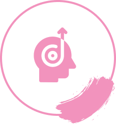 A pink and black picture of a person in the middle